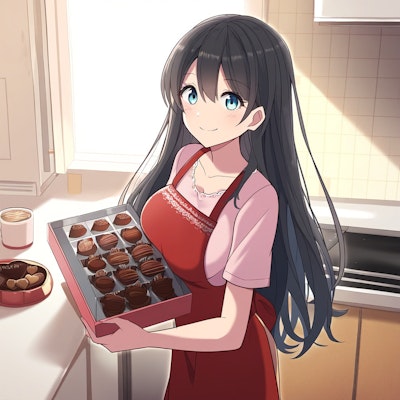 チョコ作りの少女