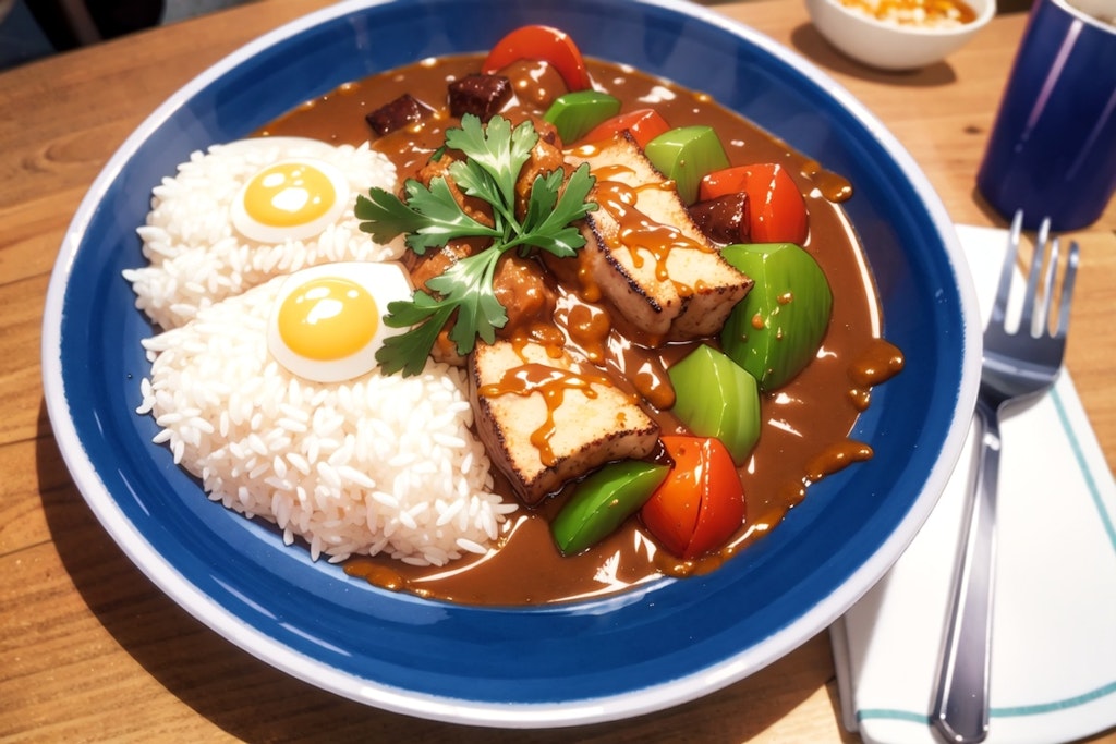 これはカツカレーやない。カツの代わりに厚揚げを煮込んだ精進カレーや