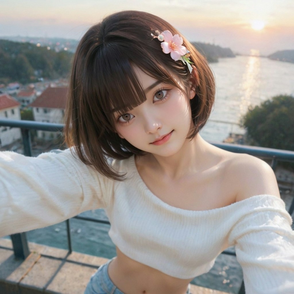 海辺のポートレート