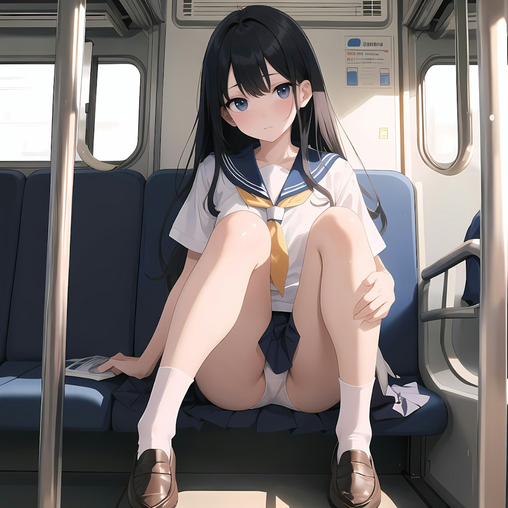 女の娘♪　電車の中でわざと見せてくる制服JK♡