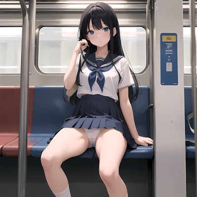 女の娘♪　電車の中でわざと見せてくる制服JK♡