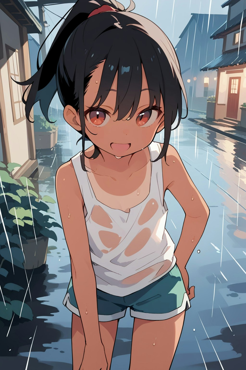 雨と夏休みな女の子