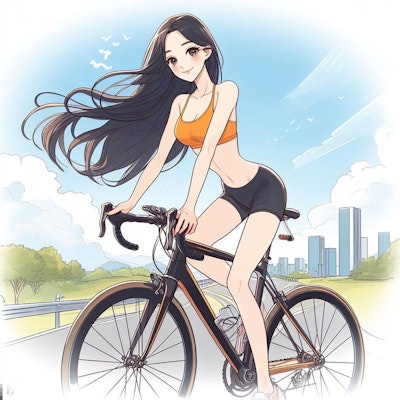自転車に乗る美少女