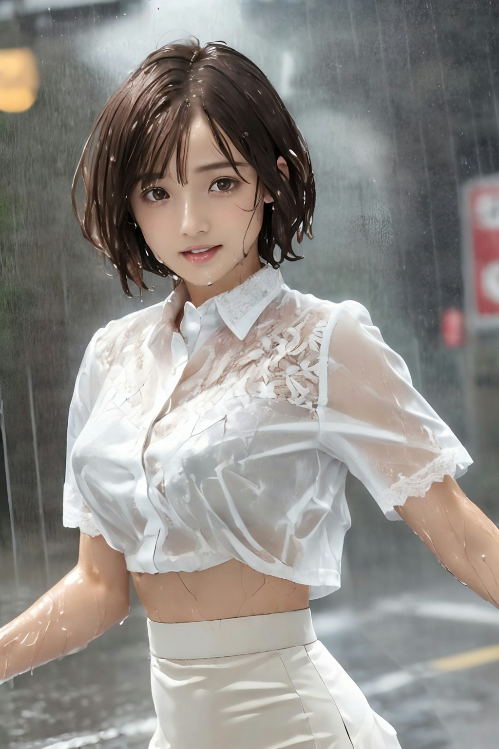 雨に濡れる れなちゃん