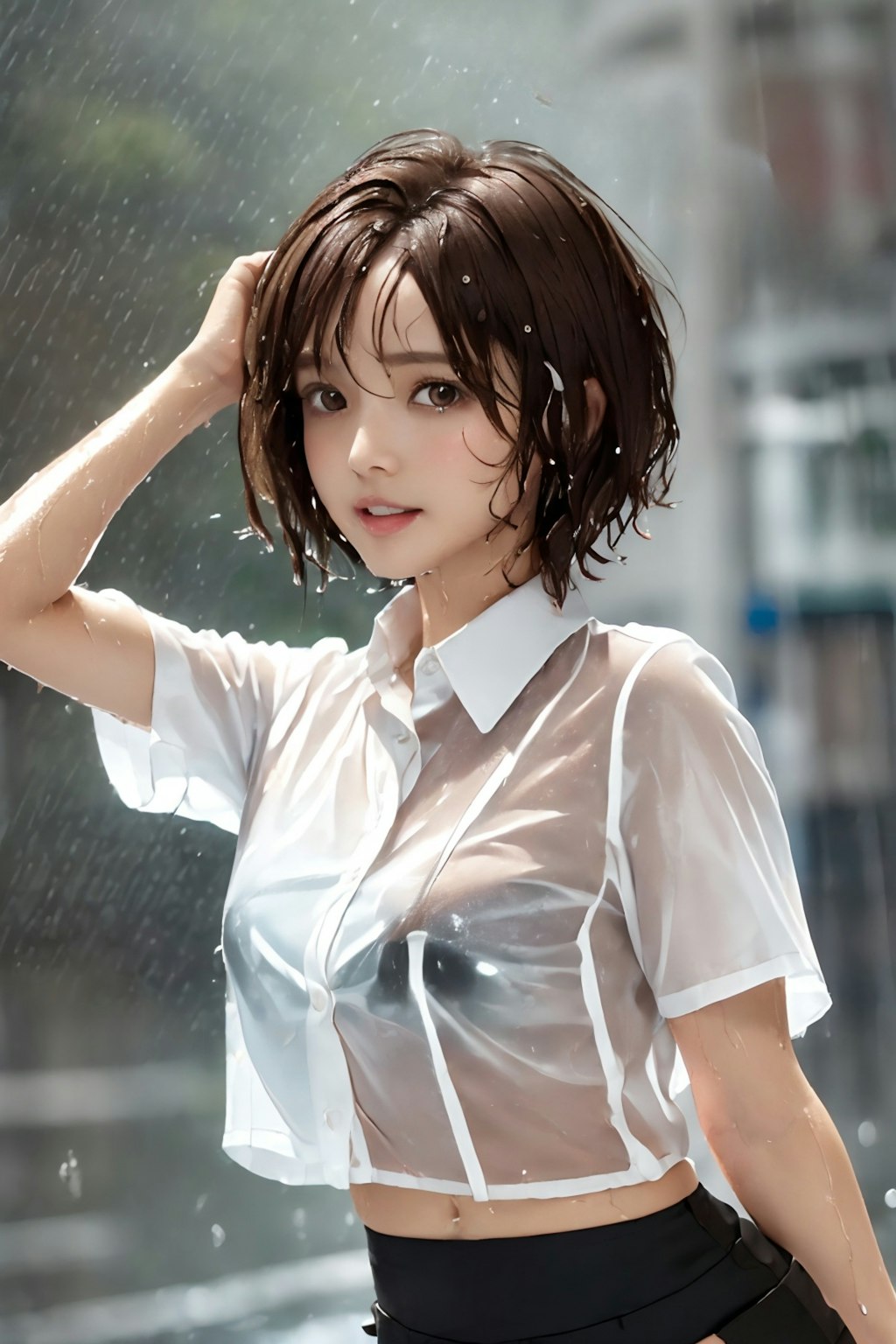 雨に濡れる れなちゃん