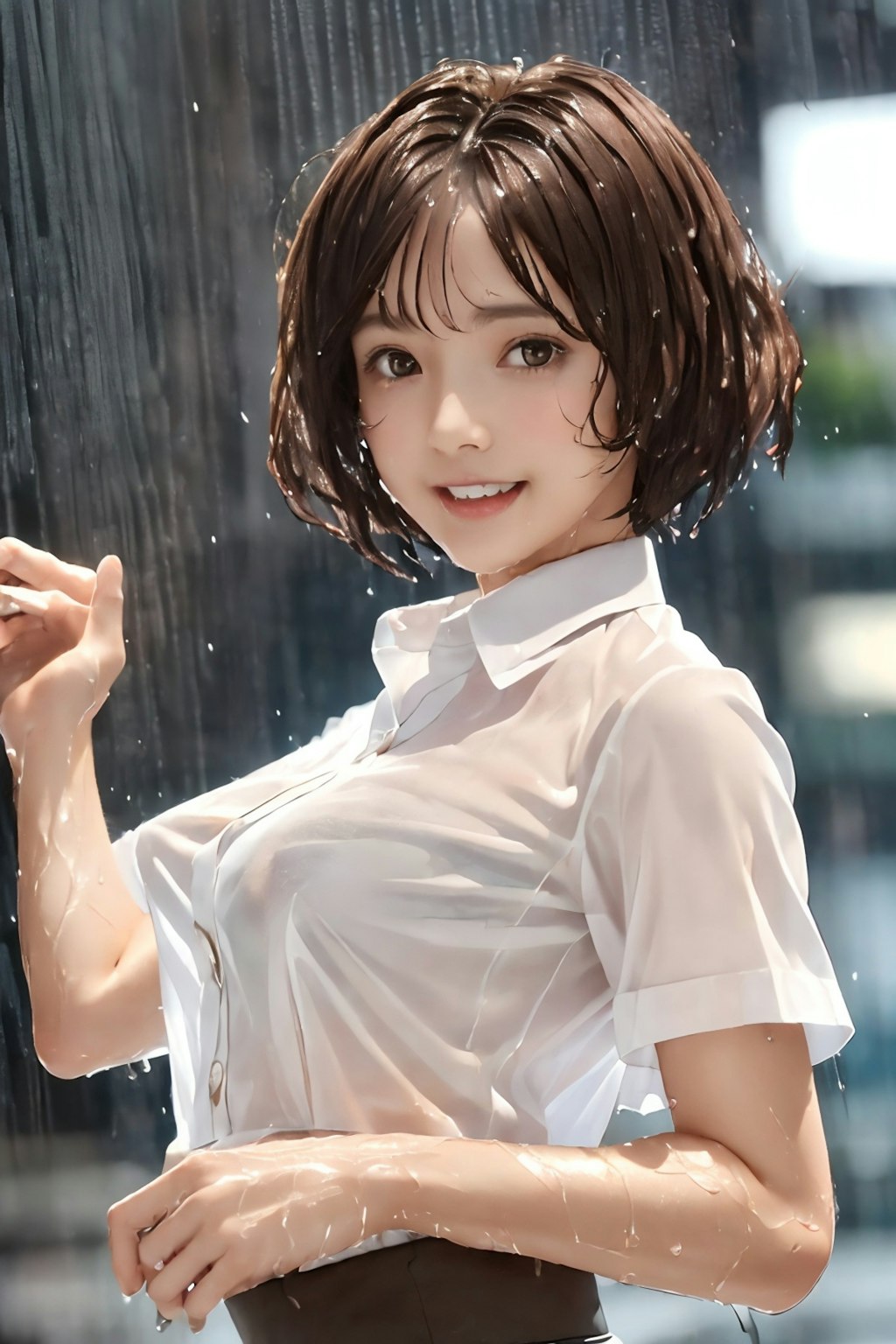 雨に濡れる れなちゃん