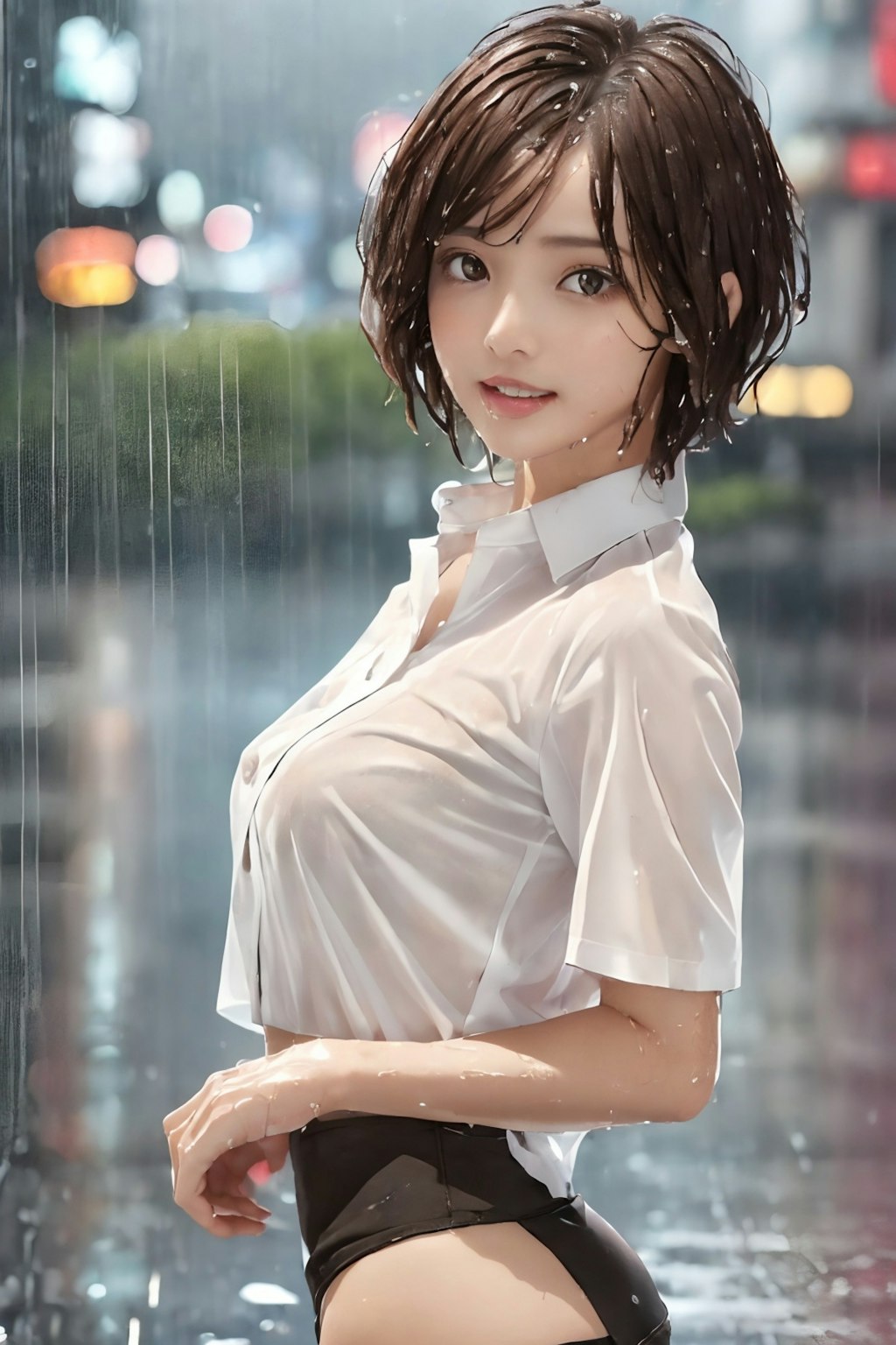 雨に濡れる れなちゃん