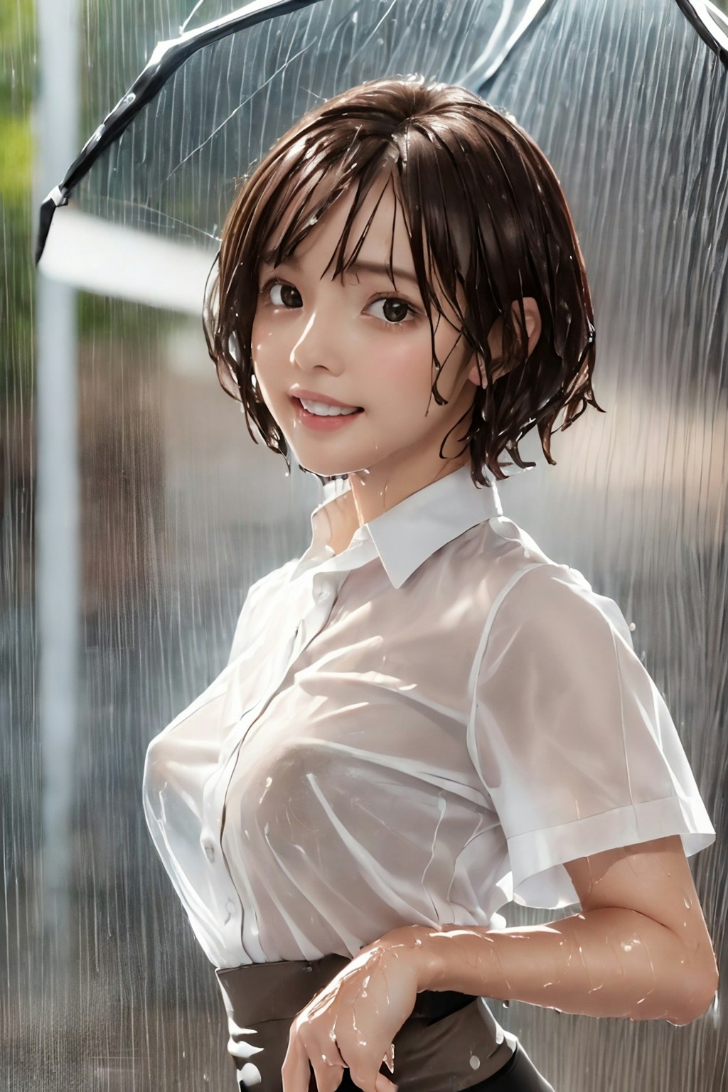 雨に濡れる れなちゃん