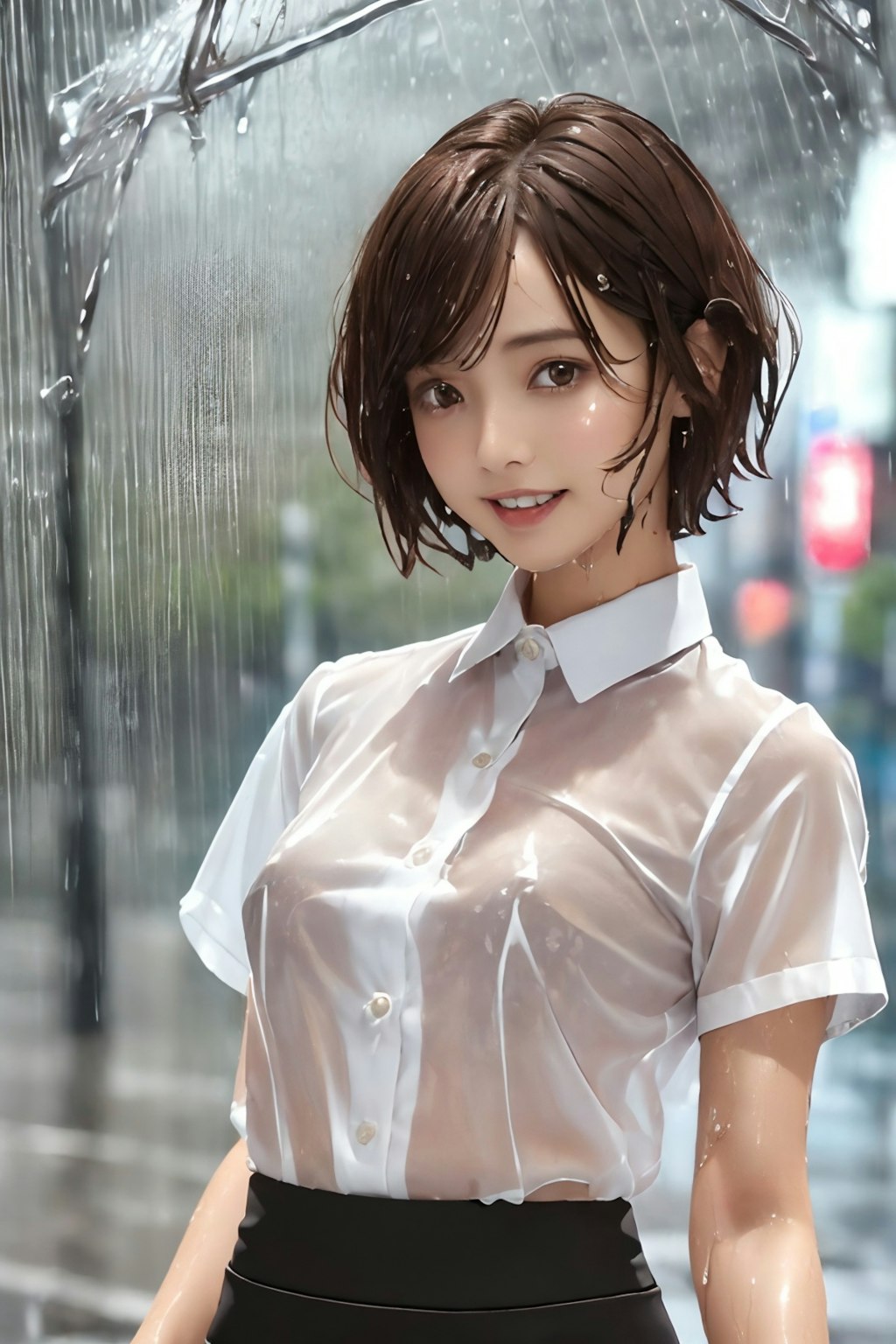 雨に濡れる れなちゃん