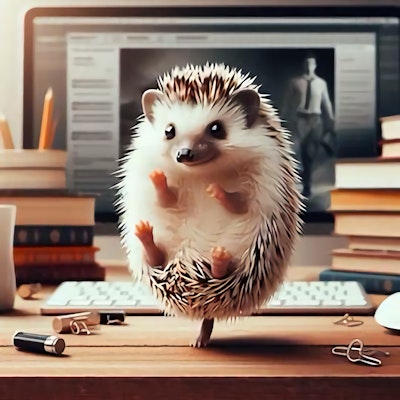 Hedgehog dancing on the desk