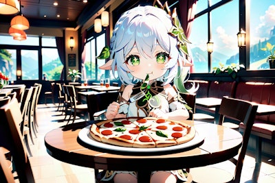 ピザを食べる原神キャラ（EMERALD版）