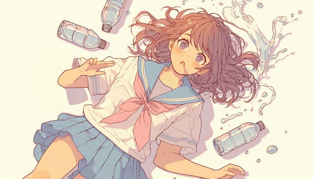 水を飲むのが下手な女の子