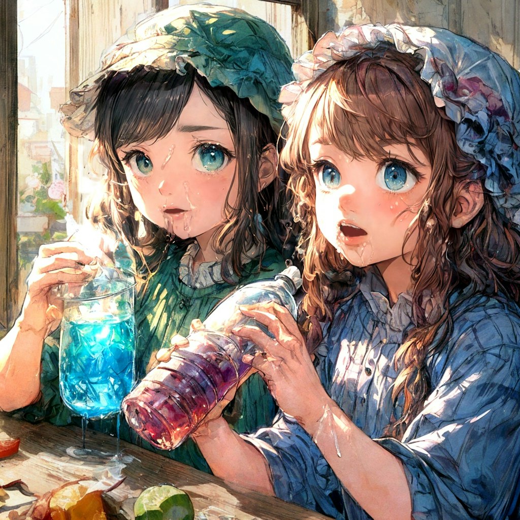 水を飲むのが下手な女の子