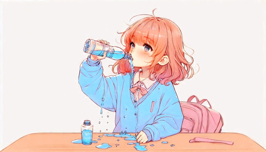 水を飲むのが下手な女の子