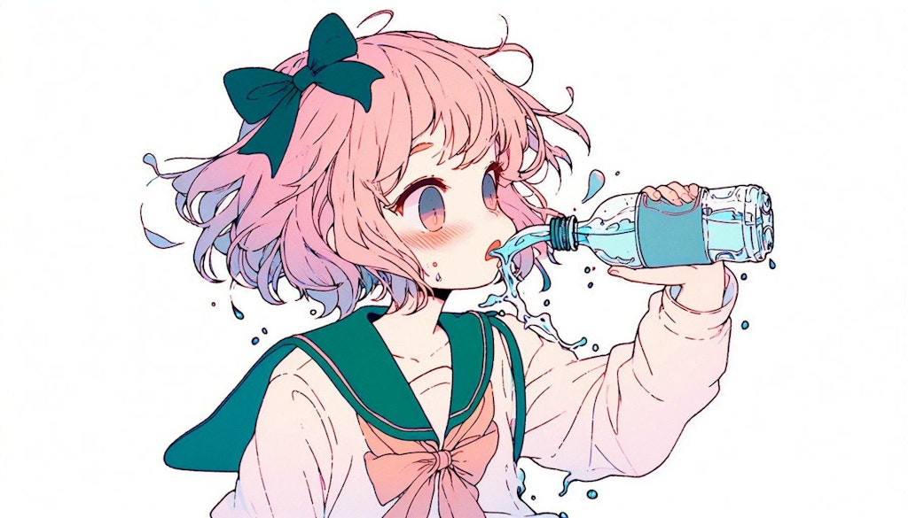 水を飲むのが下手な女の子