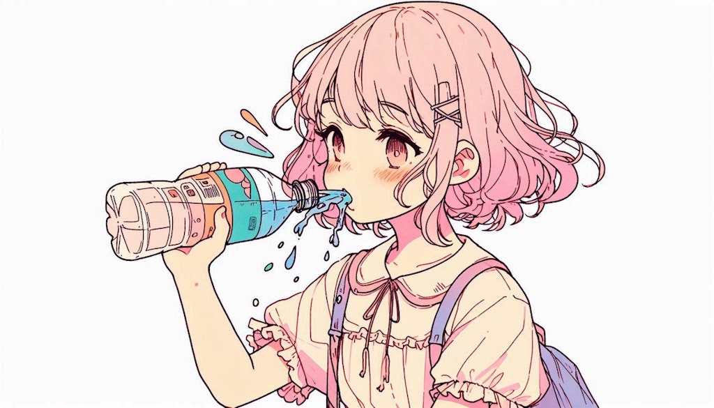 水を飲むのが下手な女の子