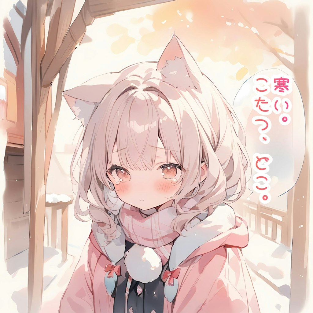 雪の日の猫耳娘。