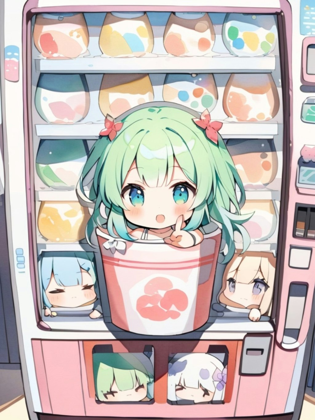 自販機と緑髪ちゃん