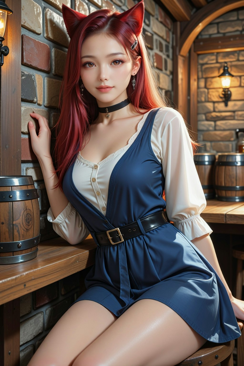(異世界) 猫娘と酒を酌み交わす