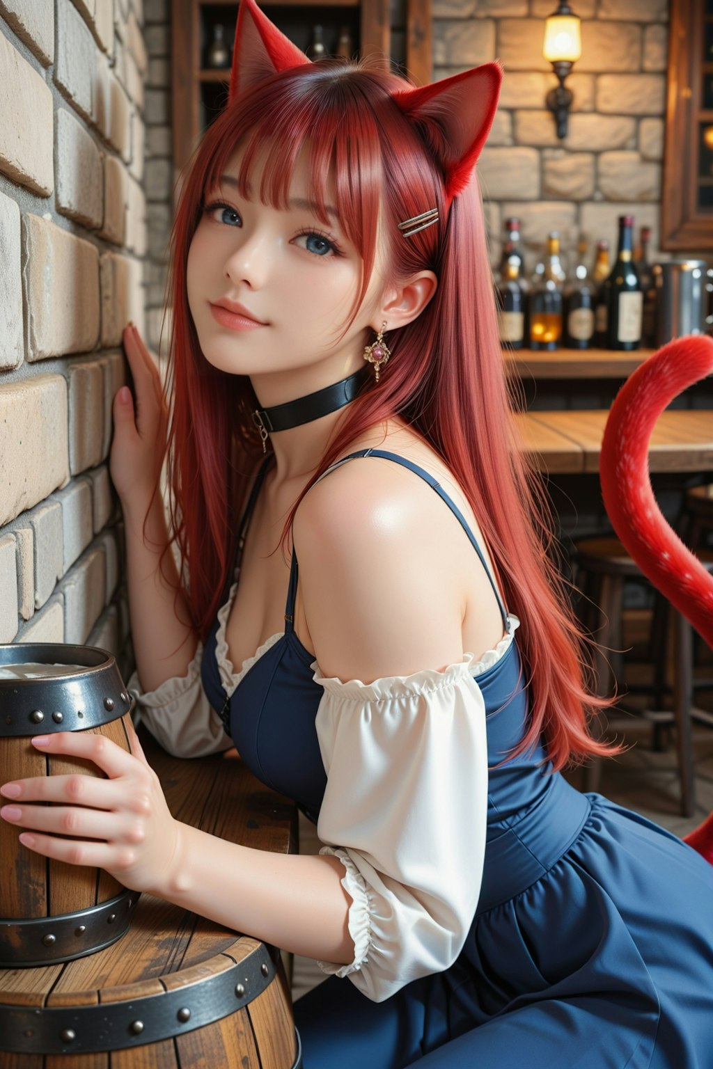 (異世界) 猫娘と酒を酌み交わす