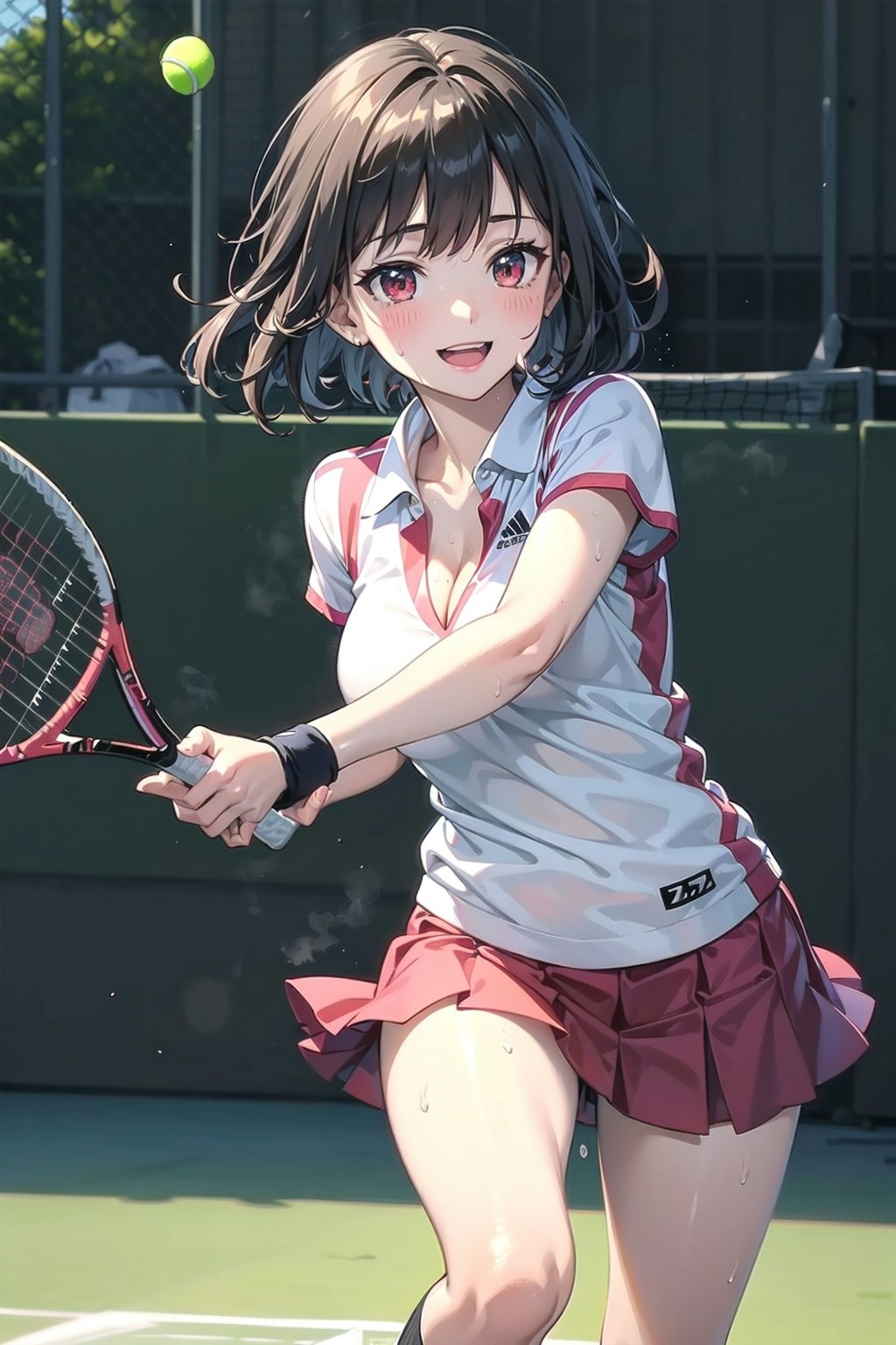 Playing tennis