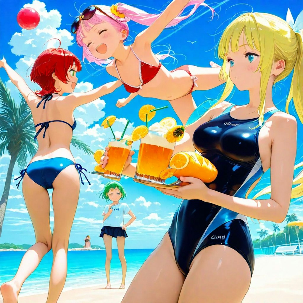 ちちぷいが好きな海の日のイラスト。ちちんぷいぷい