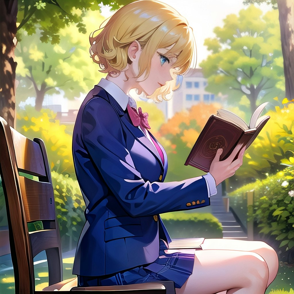 読書する金髪さん 1