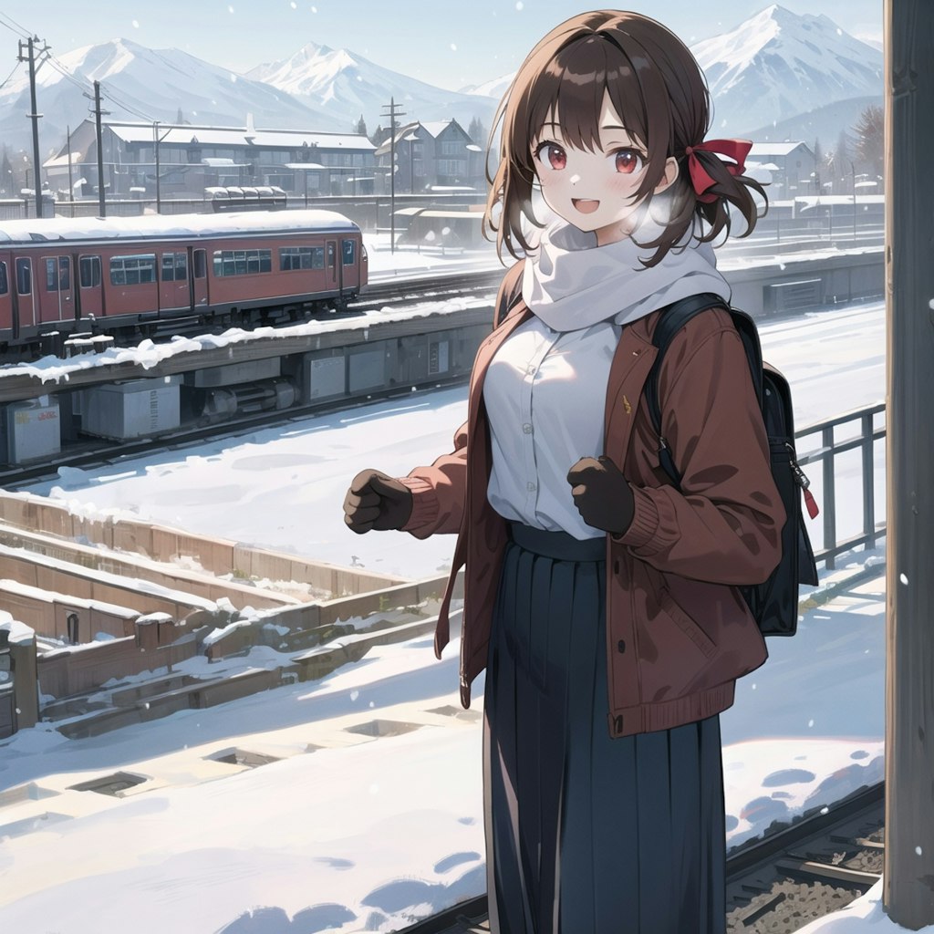 駅のホームと少女