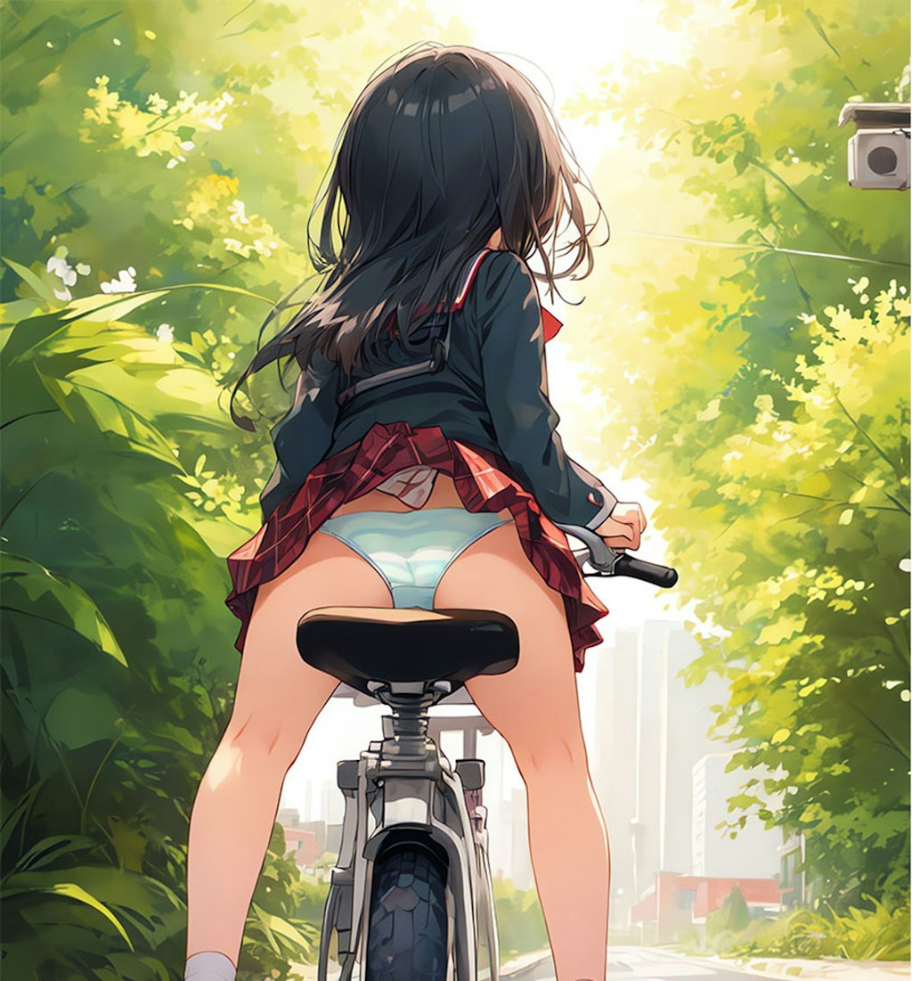 自転車パンチラ