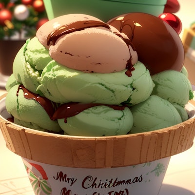 チョコミントアイス大盛りクリスマスver