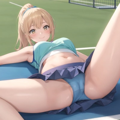 テニス少女のストレッチ2