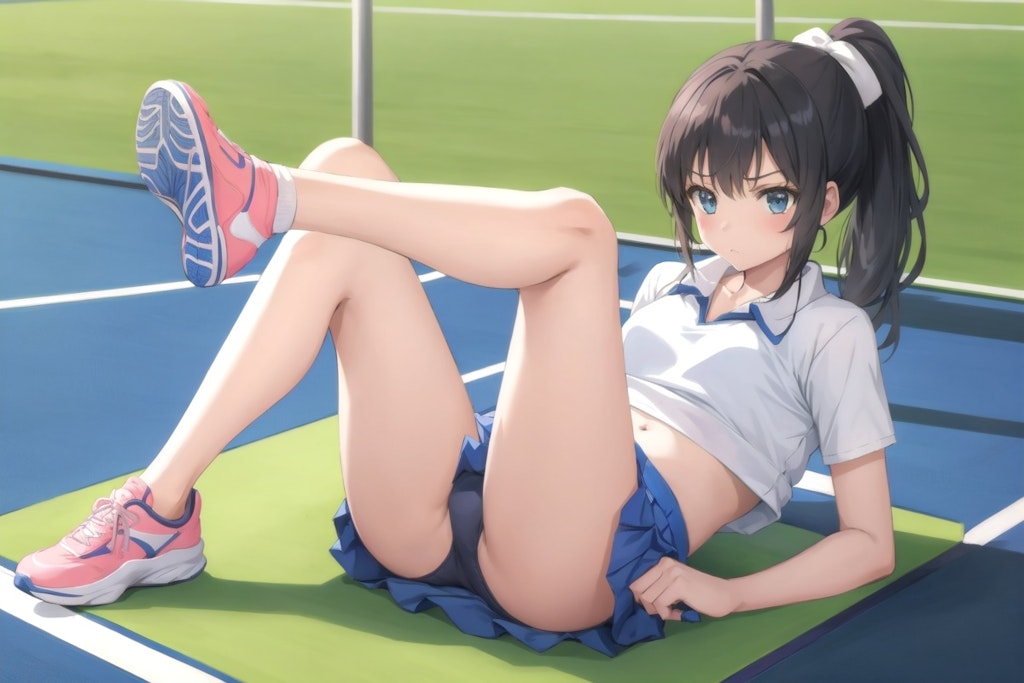 テニス少女のストレッチ2