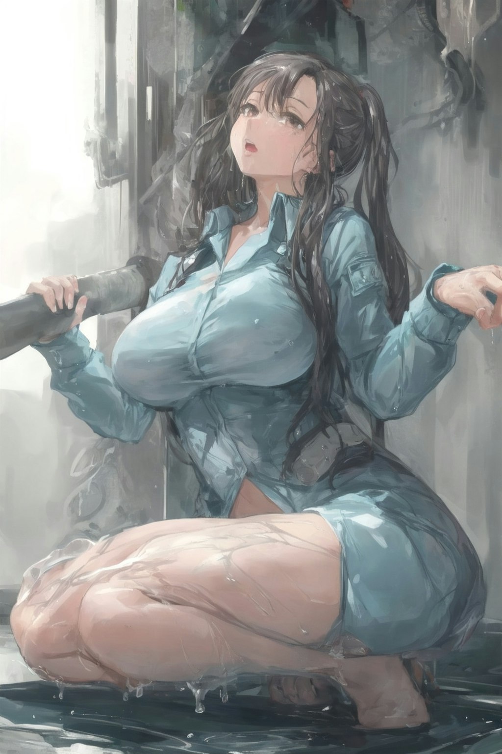 雨で