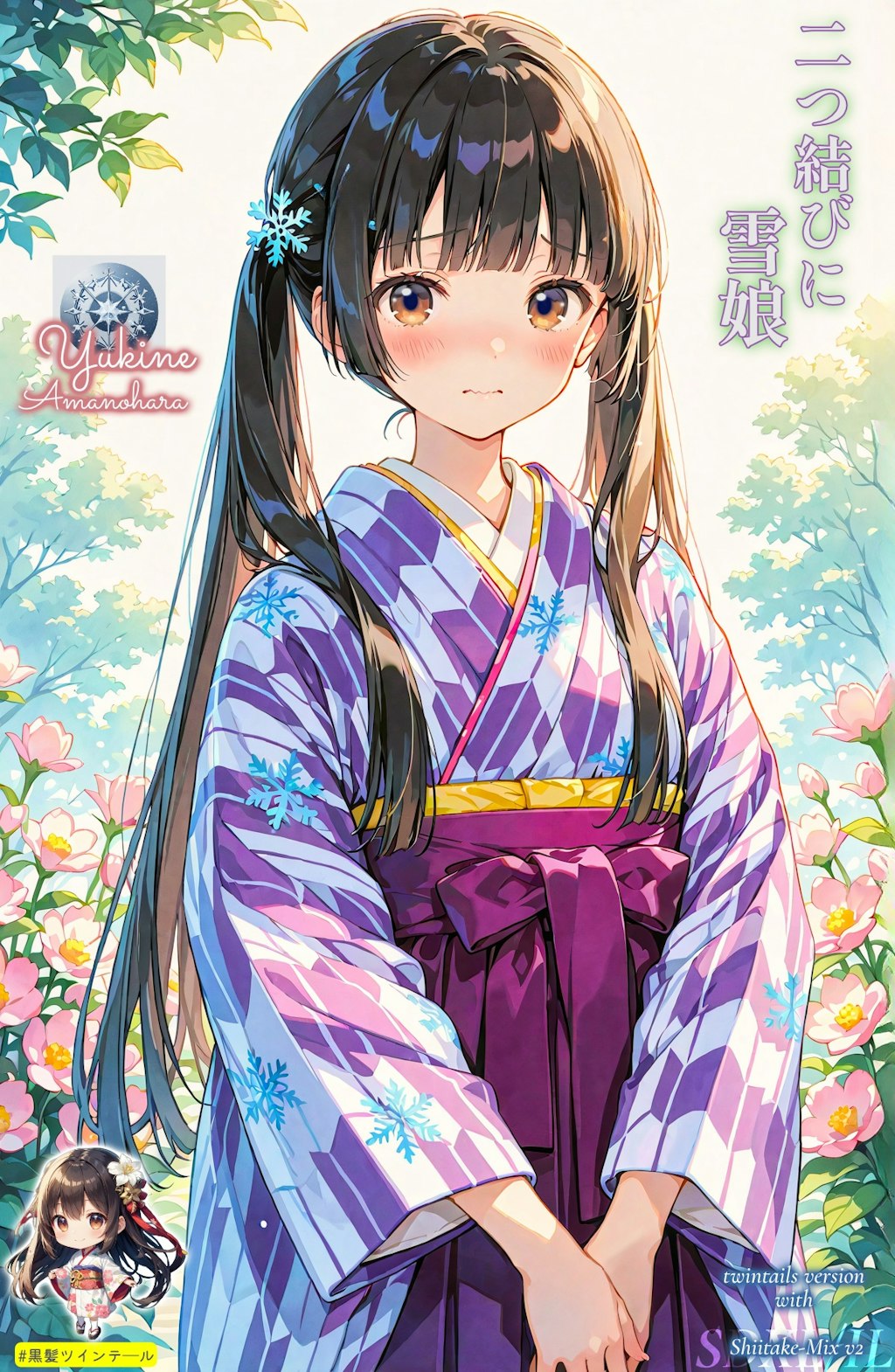 二つ結びに雪娘