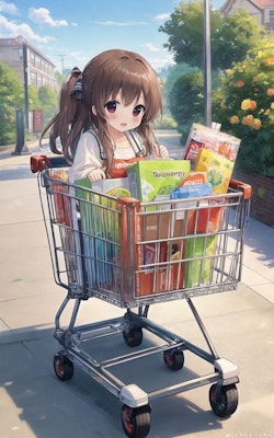 ショッピングカートと少女