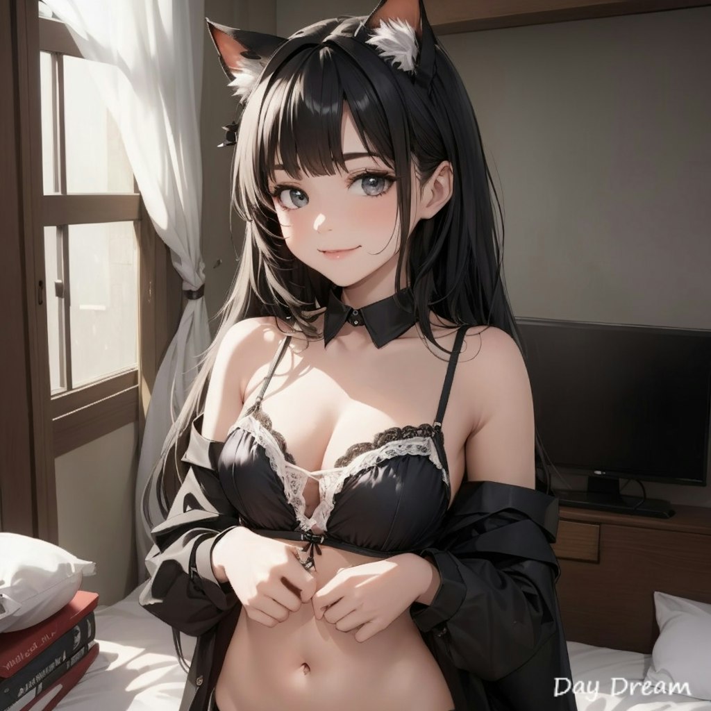 猫耳ベッドルーム（白/黒）