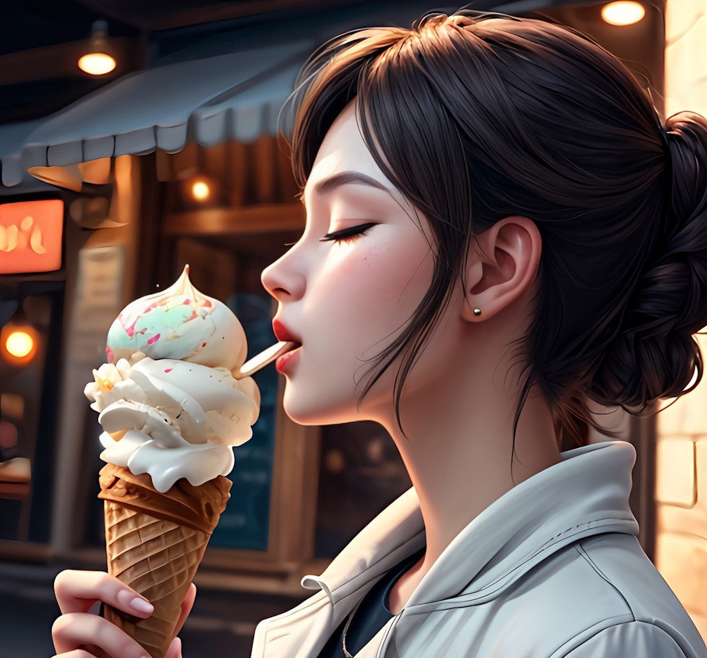 アイスクリーム食べ食べ