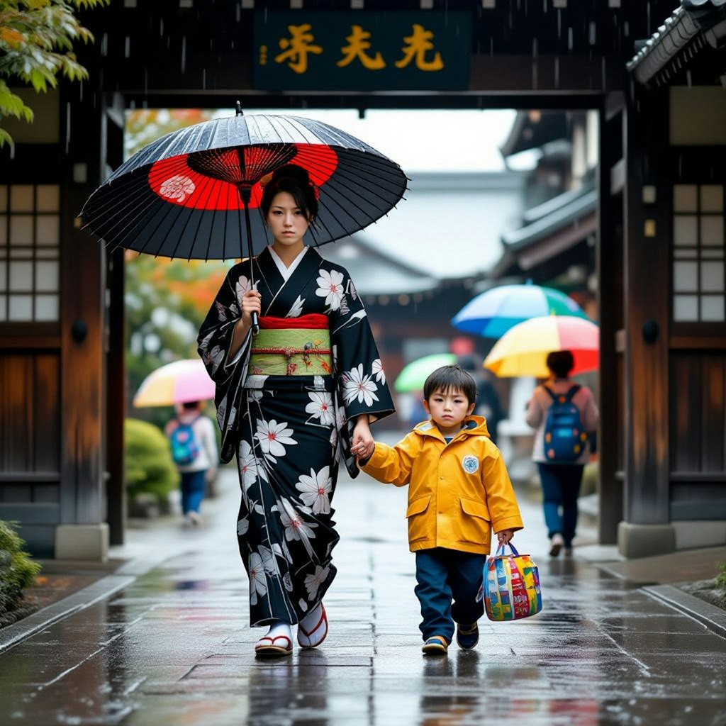 蛇の目の傘、母の道