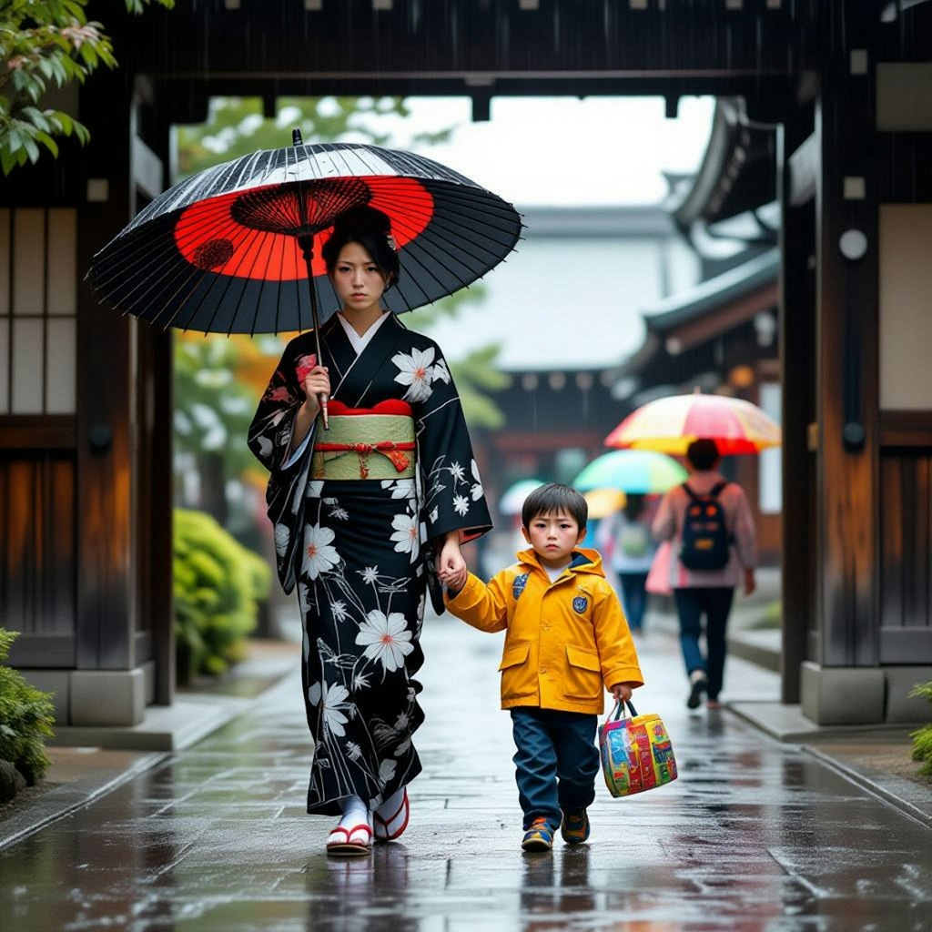 蛇の目の傘、母の道