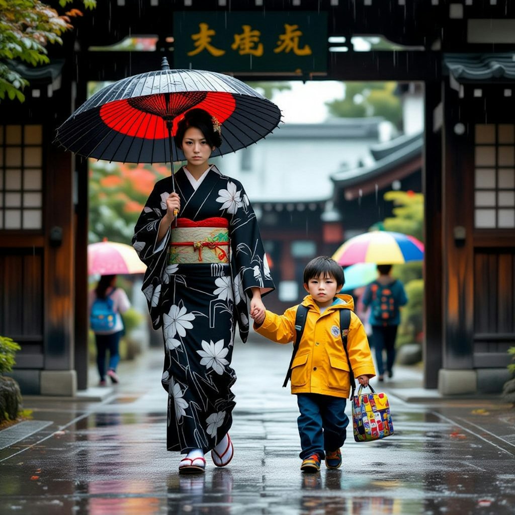 蛇の目の傘、母の道