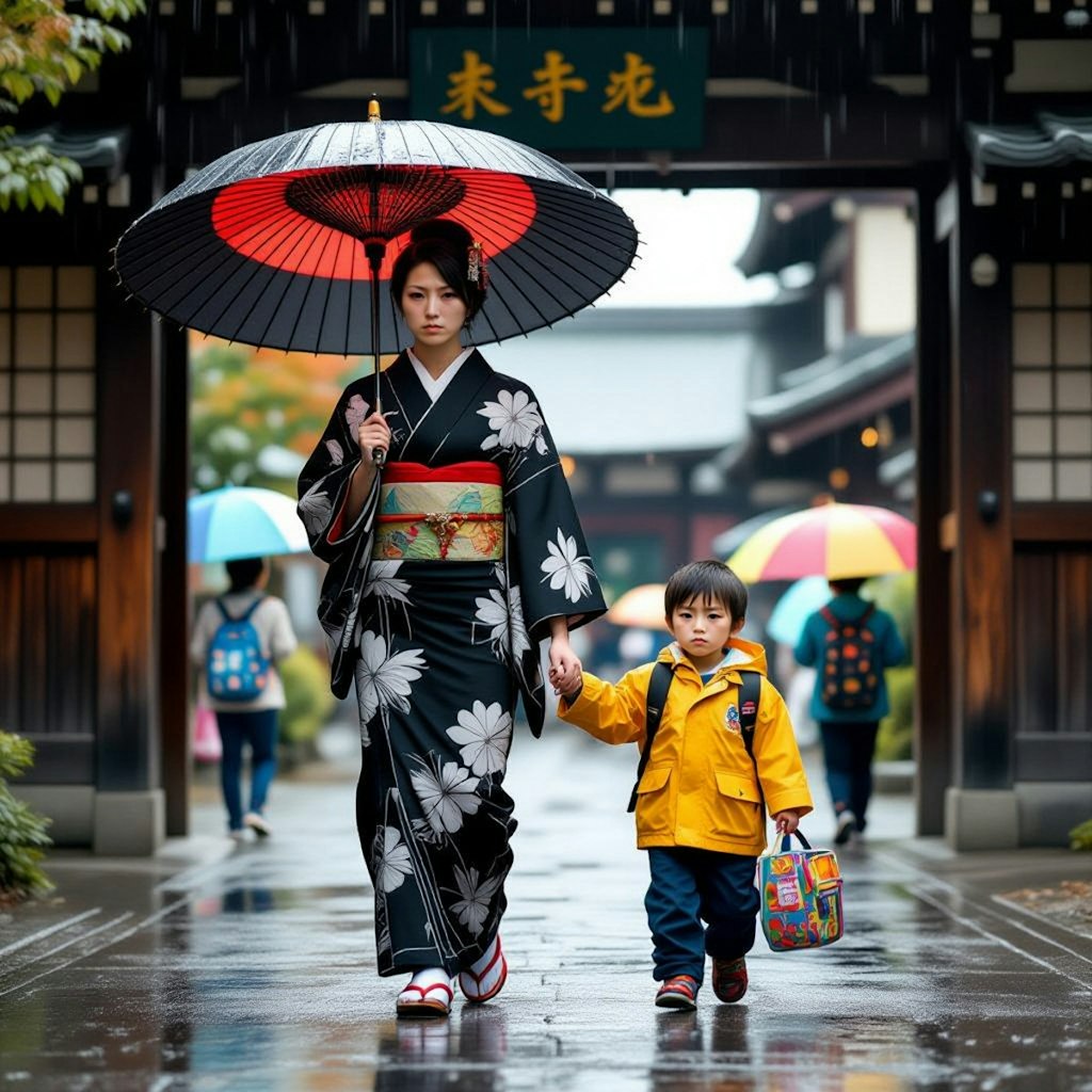 蛇の目の傘、母の道