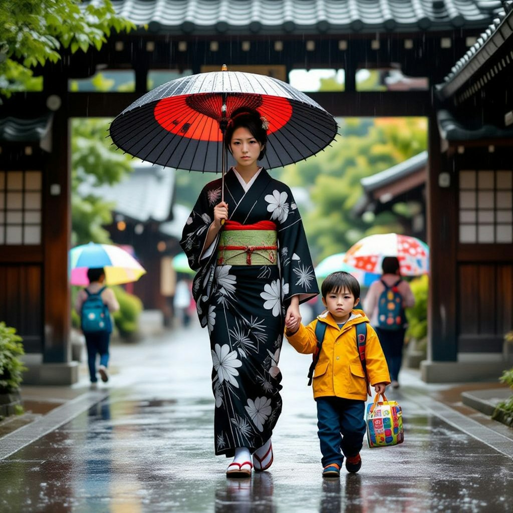 蛇の目の傘、母の道