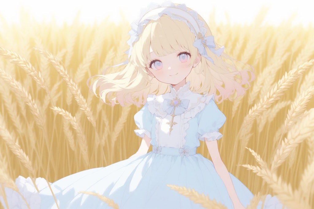 黄金色の小麦畑の少女