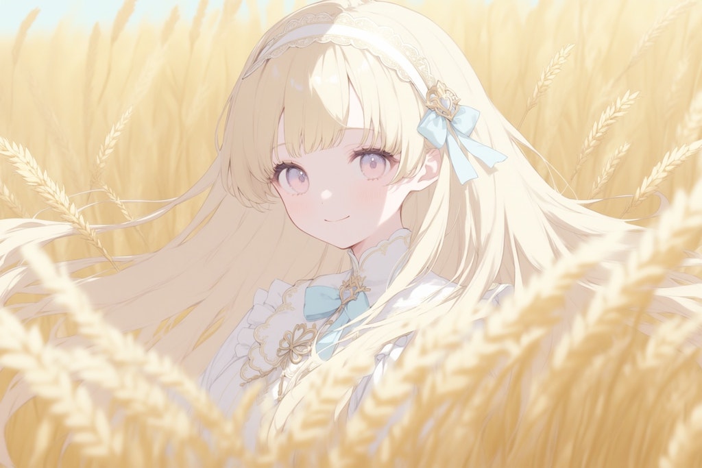 黄金色の小麦畑の少女