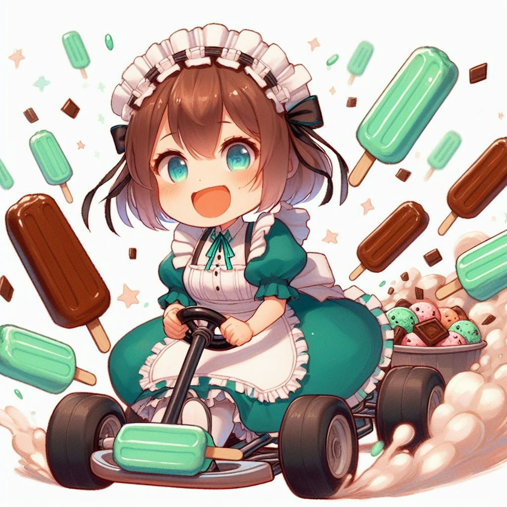 チョコミントを配りまくるメイド