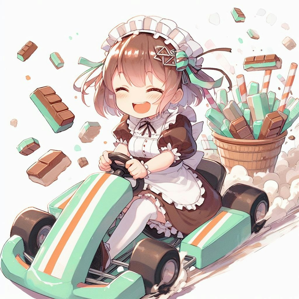 チョコミントを配りまくるメイド