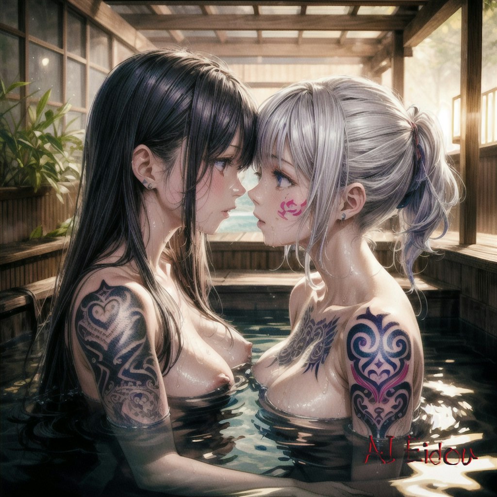 Tattoo Girls in Onsen