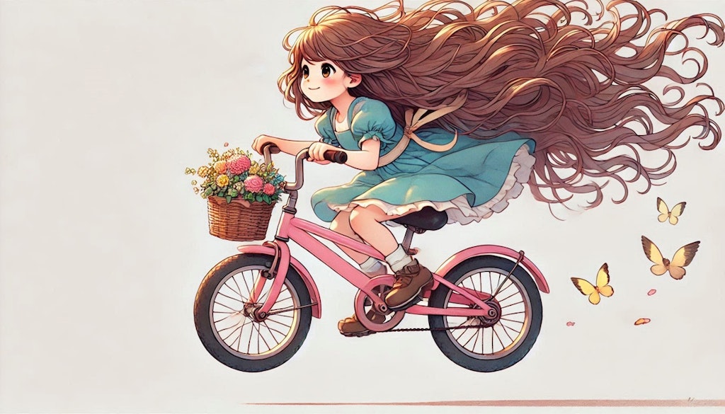 自転車に乗る女の子とスタイル変更