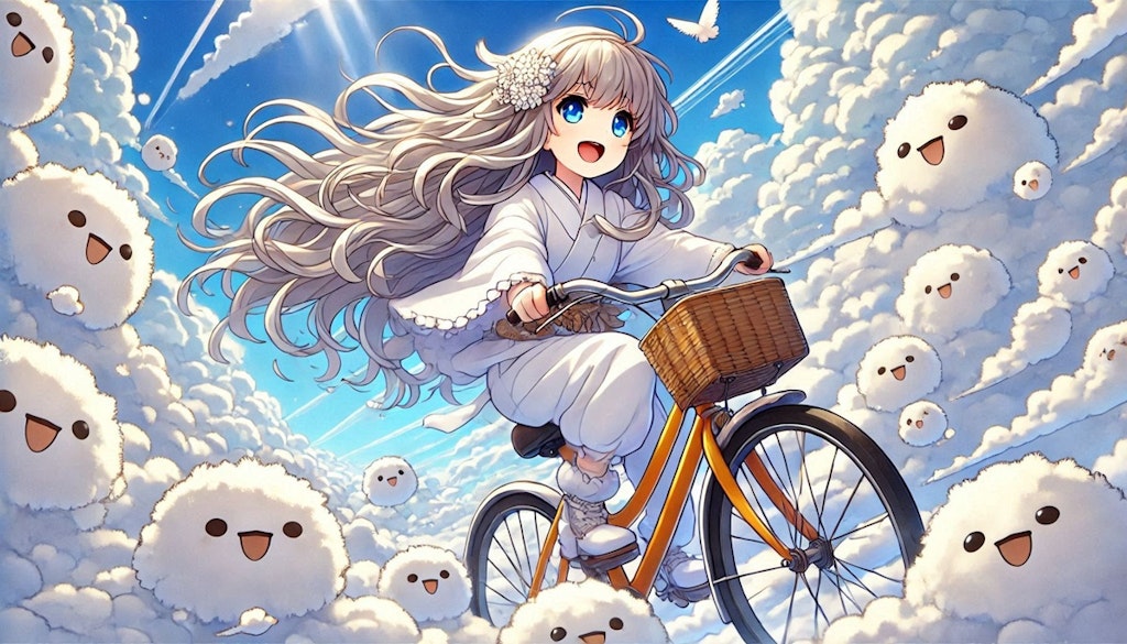 自転車に乗る女の子とスタイル変更