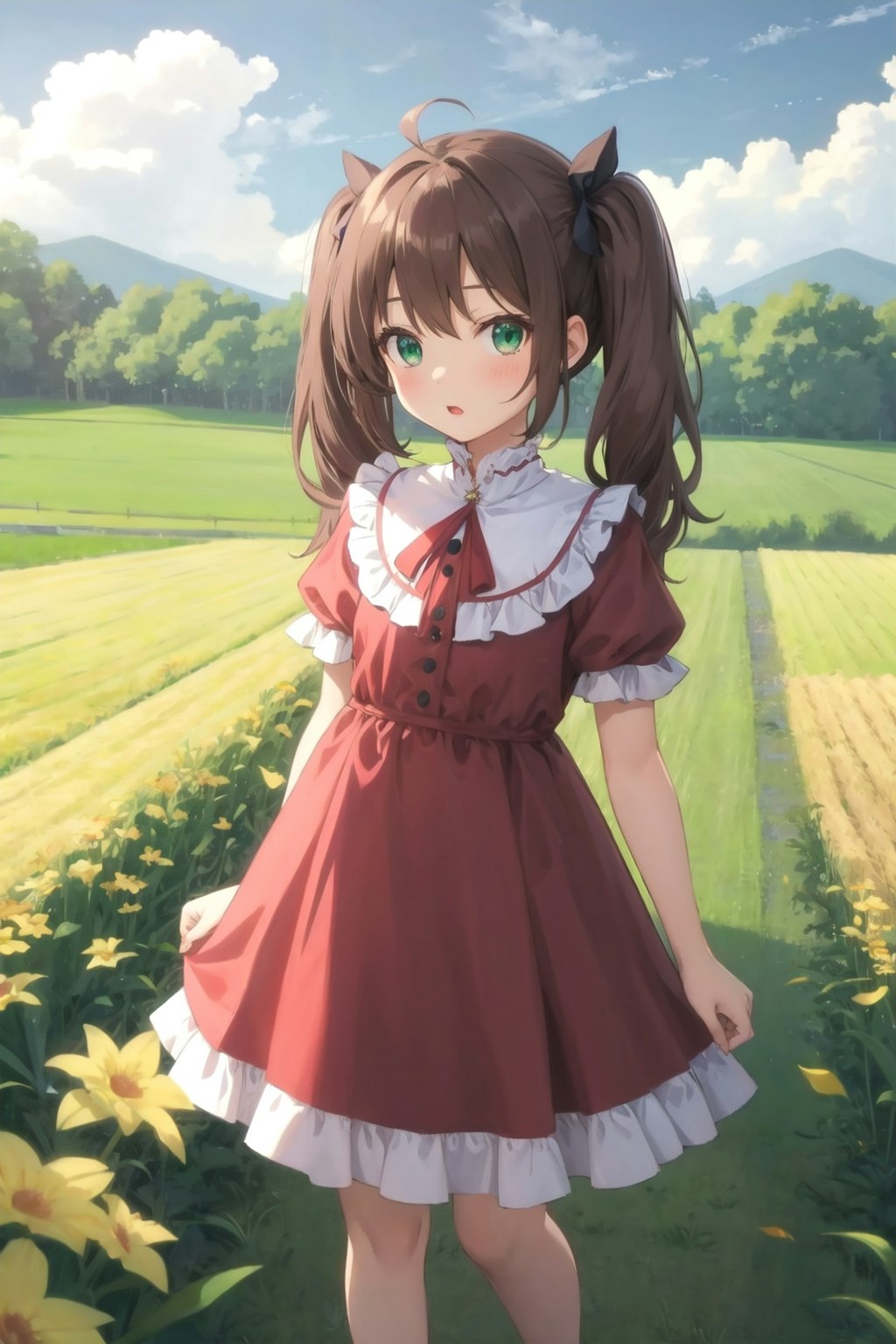 畑にいる妹